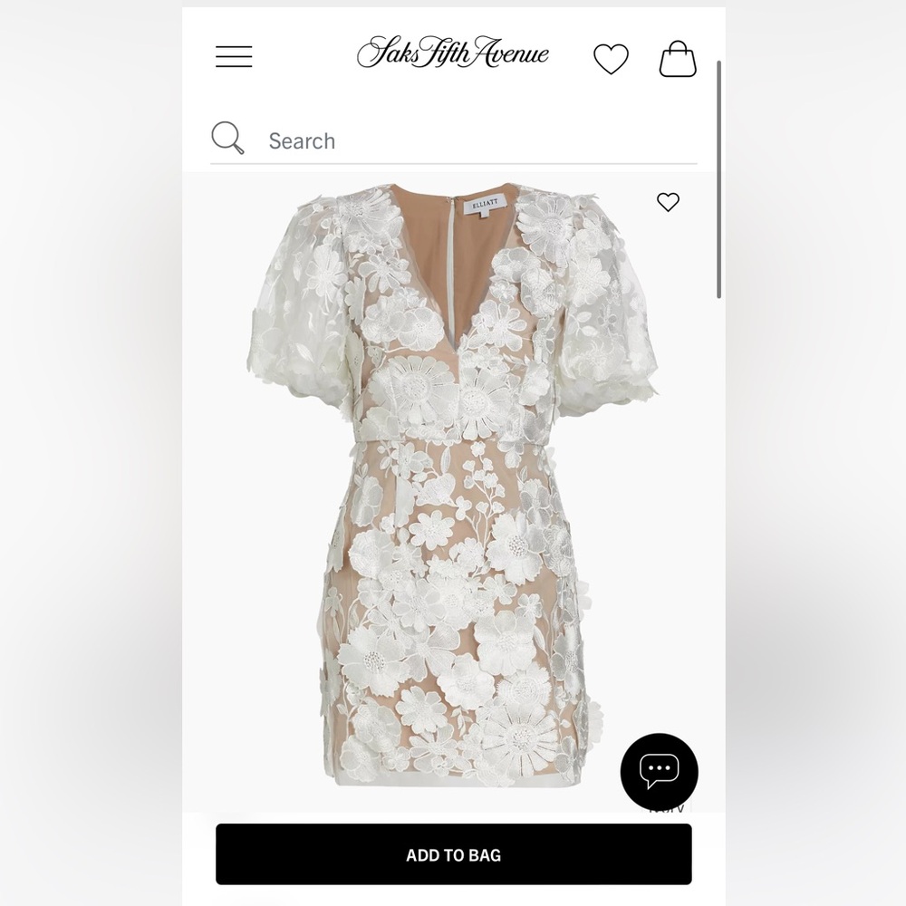 ELLIATT Zayla Floral Lace Puff-Sleeve Minidress